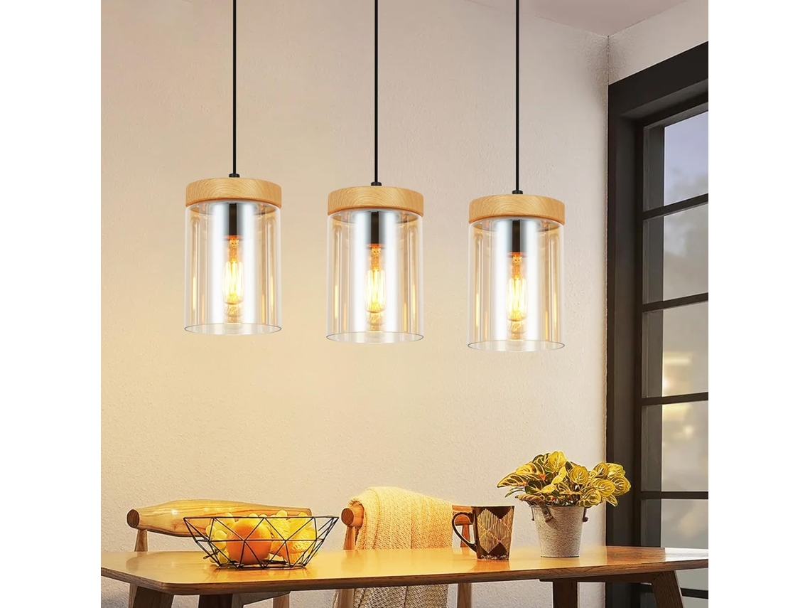 Lámpara colgante para comedor, 1/3 llamas, E27, transparente, para dormitorio de hotel, ZMH