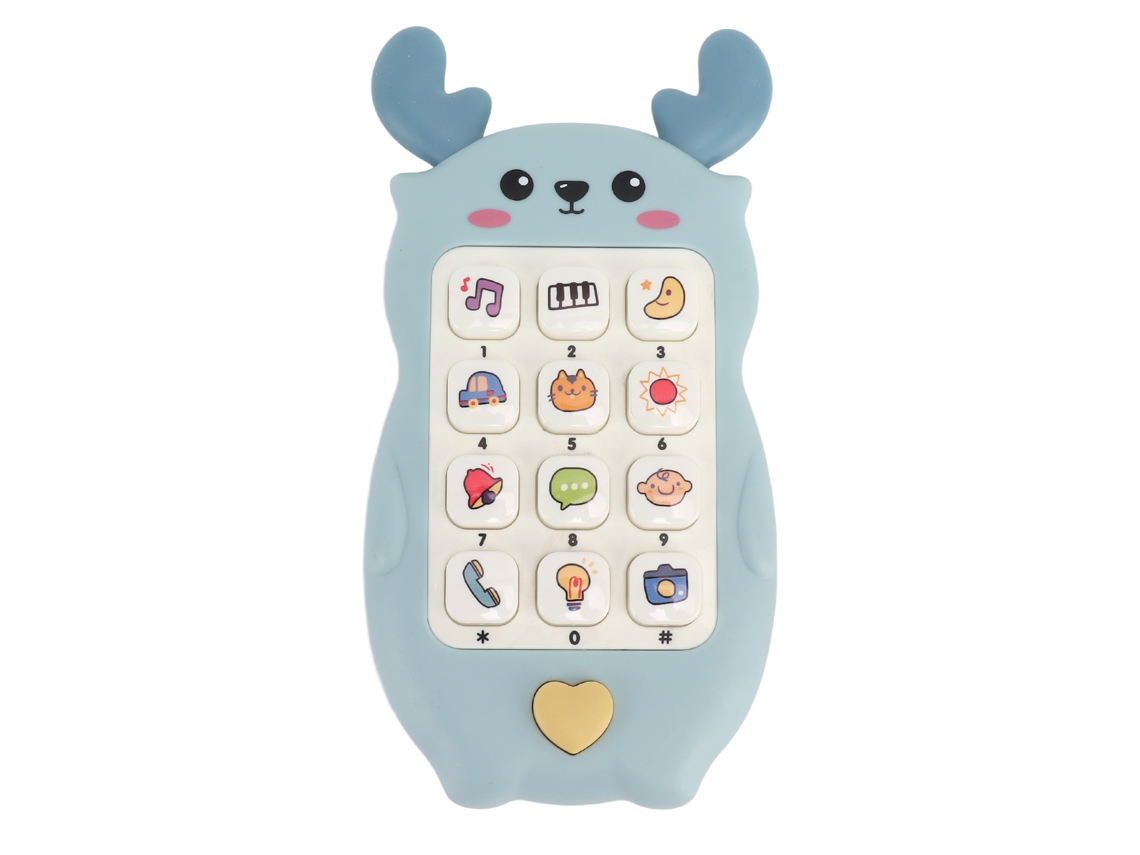 Ats-juguete Teléfono Bebé Interactivo Con Música Y Luces Masticable Educativo Teléfono Inteligente Bebé Azul