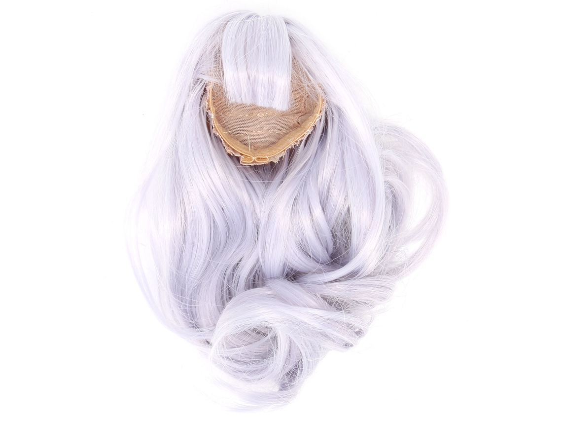 Peluca Larga Rizada Para Muñeca, Cabello Sintético Resistente Al Calor, Color Azul Bruma.