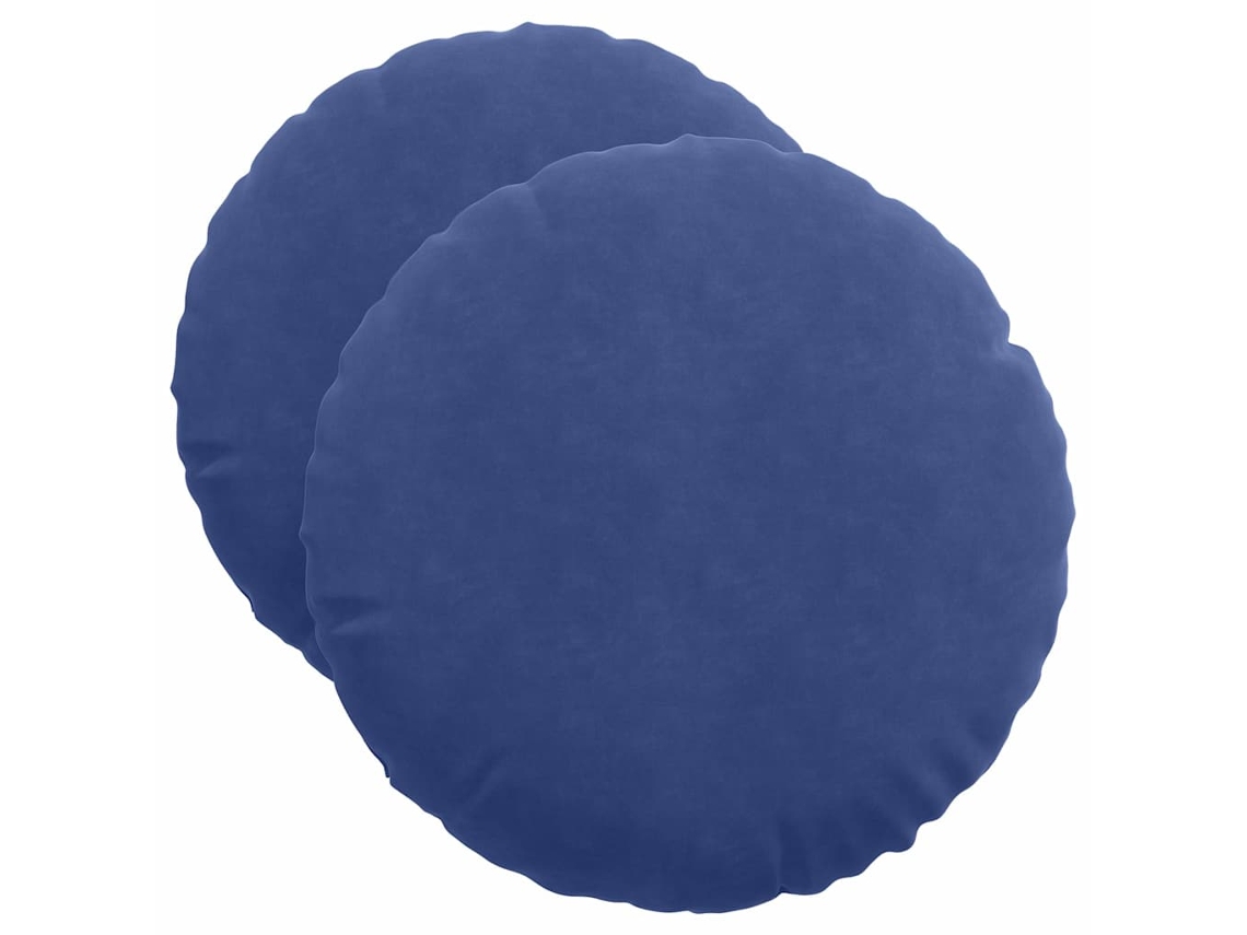 Cojines para asiento, 2 unidades, color azul policía, Ø 40 x 13 cm, terciopelo, HARLANV1