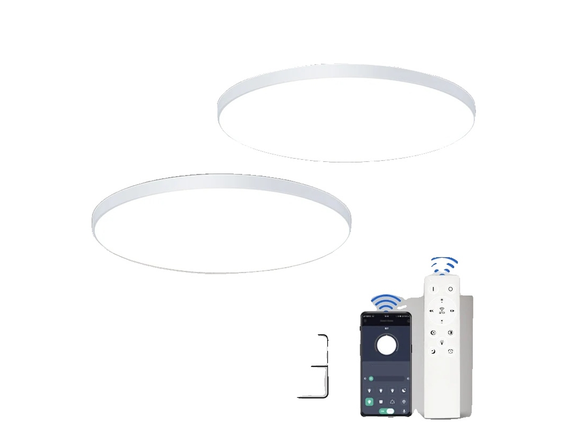Lámpara de techo LED inteligente, control remoto y aplicación, temperatura de color ajustable, diseño a prueba de humedad, 2 x 50 W OEM