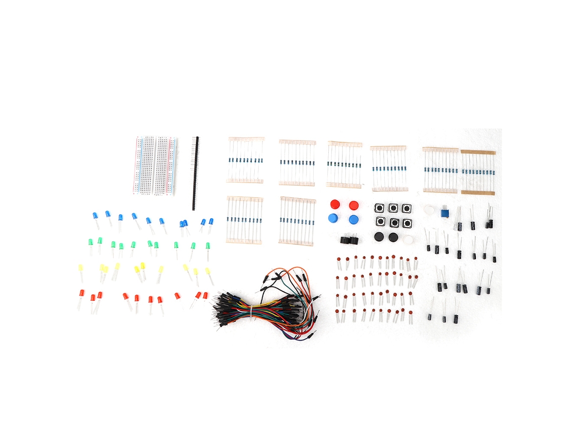 Placa De Prueba De Circuitos Con Resistencia, Zumbador, Condensador Y Led Para Principiantes.