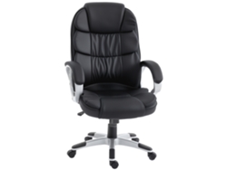 Cadeira De Escritório Giratória Ergonômica Em Couro Pu, Com Função De Balanço, Altura Ajustável E Capacidade Para 120 Kg, Preta.