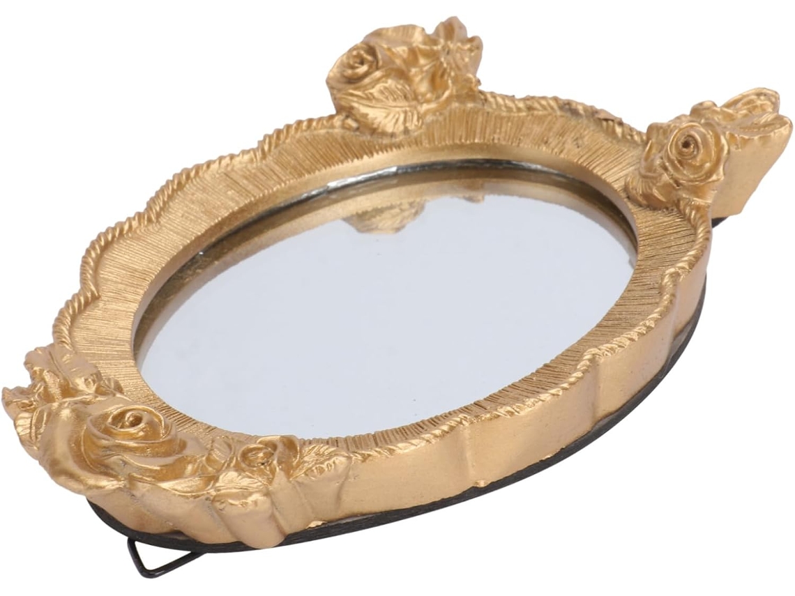 Miroir Ovale Vertical Résine Con Rose Relief Portátil Para Femme Ornement