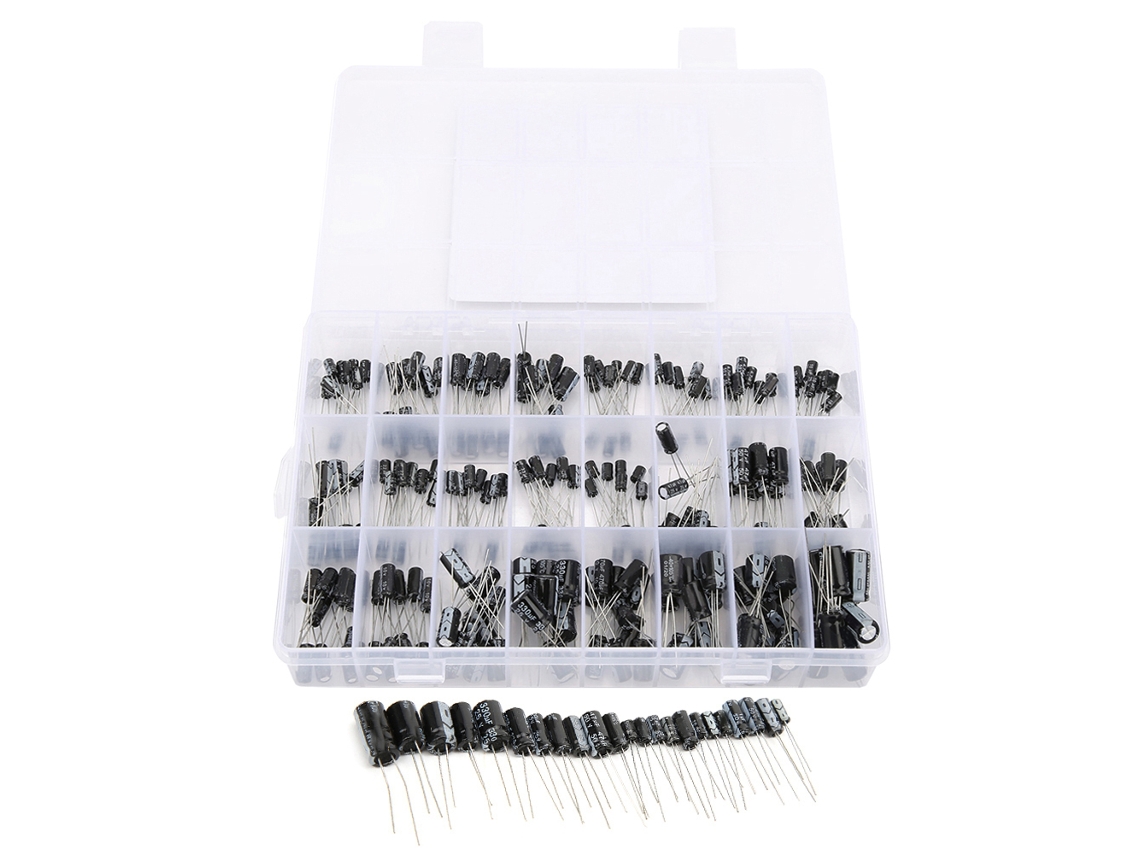 Kit De 240 Condensadores Electrolíticos De Aluminio (0,1 Μf-1000 Μf) Con Estuche De Almacenamiento Para Componentes Electrónicos.