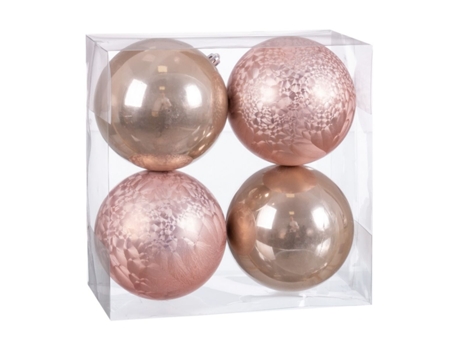 Bolas de Navidad Beige Plástico 10 x 10 x 10 cm (4 Unidades)
