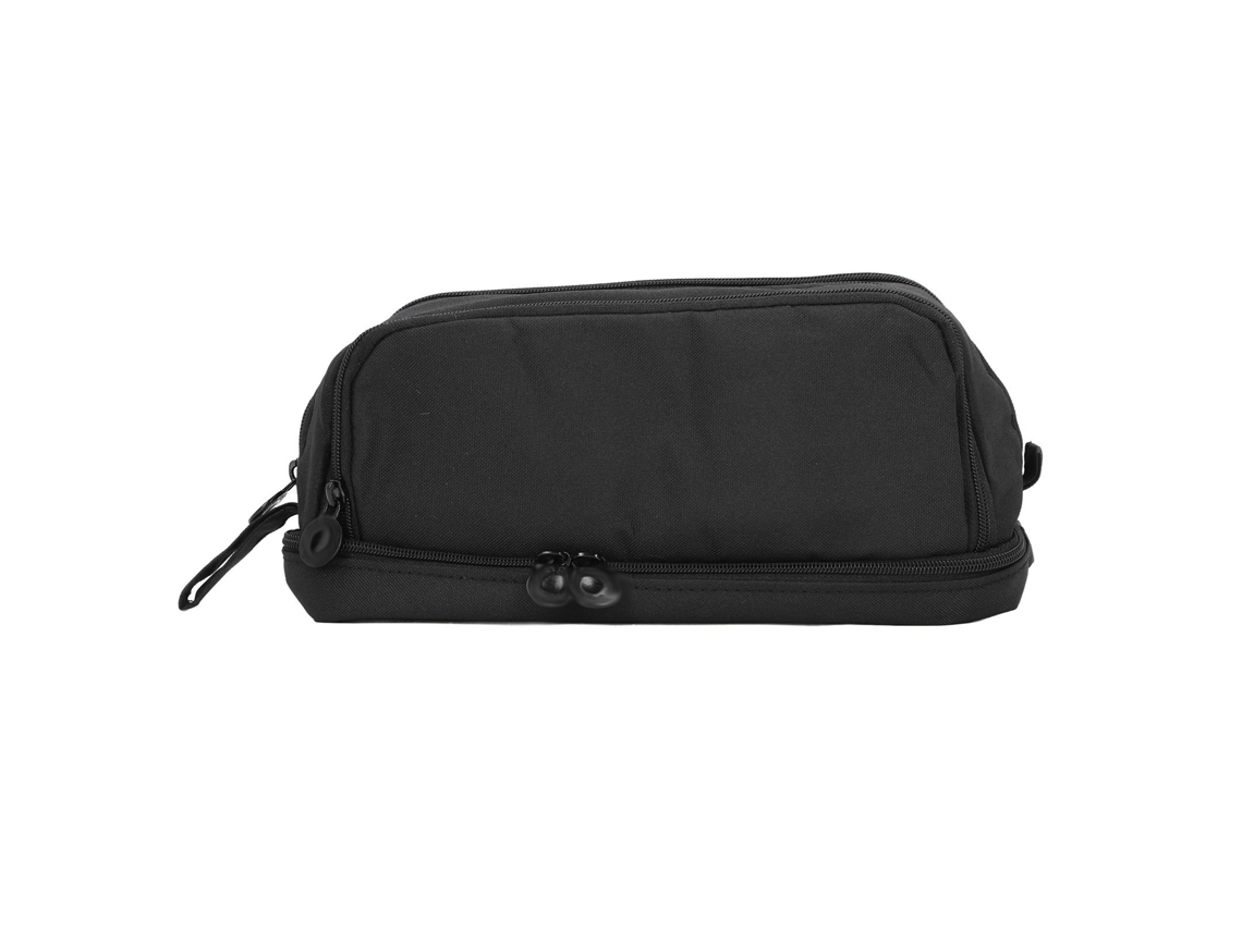 Estuche De Lona De Gran Capacidad Con Doble Apertura, Portátil Para La Escuela, Color Negro.