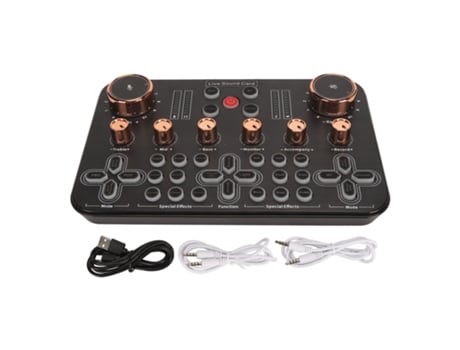 Tarjeta de sonido en vivo, 48V, soporte de diafragma grande, Bluetooth, reducción de ruido, tablero mezclador de sonido con 16 efectos de sonido pa...
