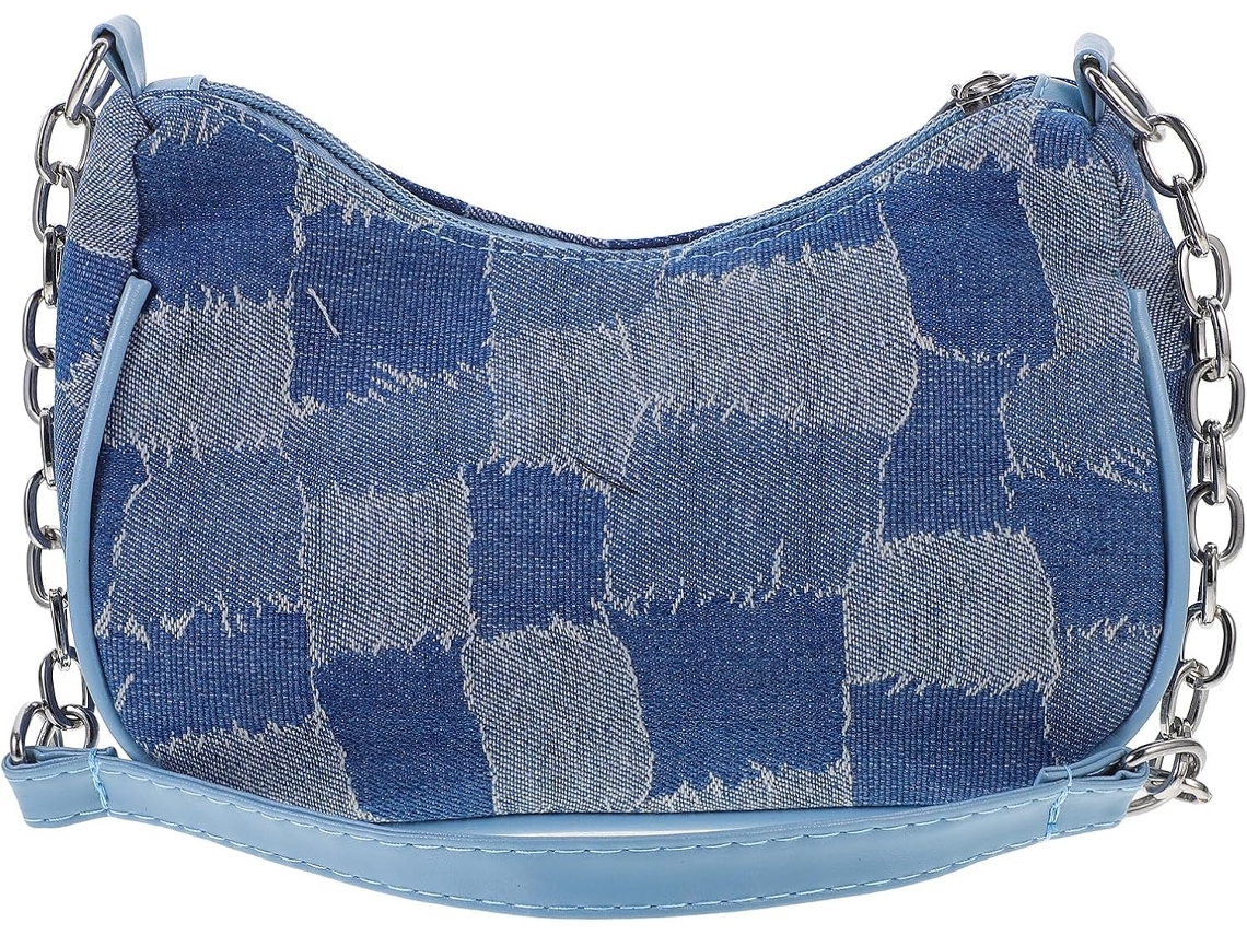 Bolso De Hombro Para Mujer Ciieeo, Elegante Color Azul Vaquero, Con Bolsillo Exterior Con Cremallera.
