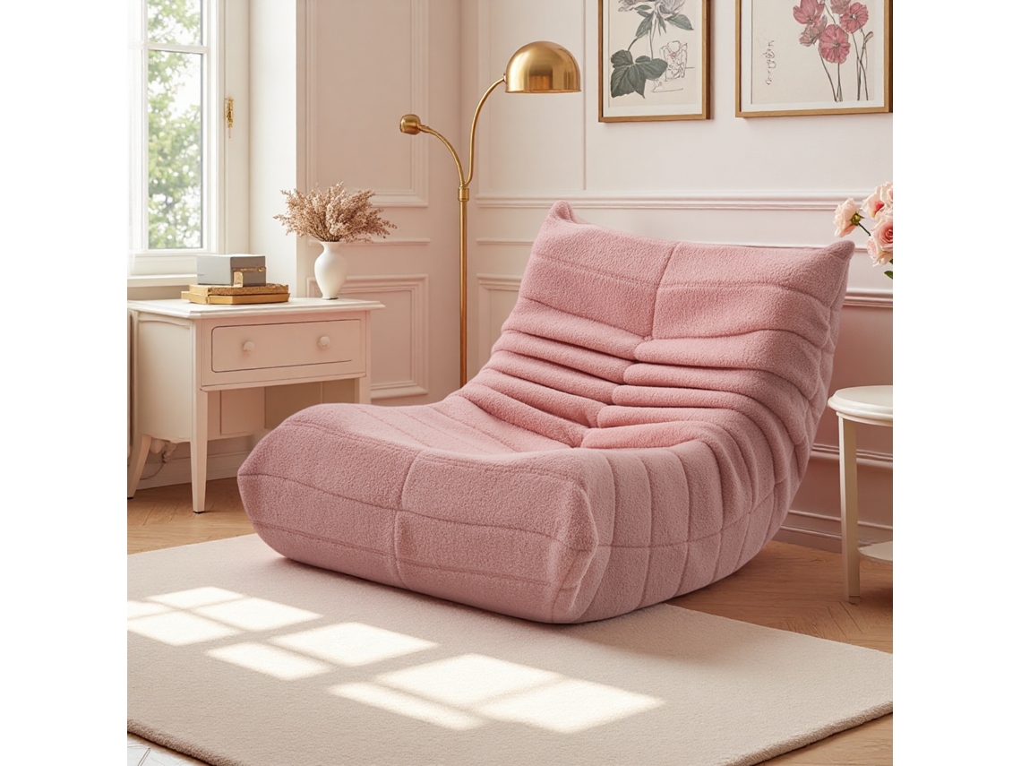 Puf de suelo, sofá de suelo, sillón de suelo con respaldo, sofá perezoso, cojín de asiento de interior, Rosa Rosahqnda