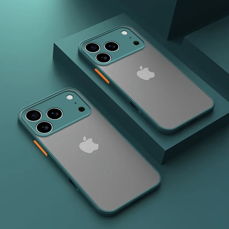 (iphone 17 Pro Verde) Funda Transparente Tipo Armadura Para Iphone Con Marco A Prueba De Golpes.