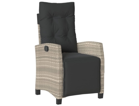 Sillón reclinable de jardín VIDAXL con reposapiés ratán PE gris claro