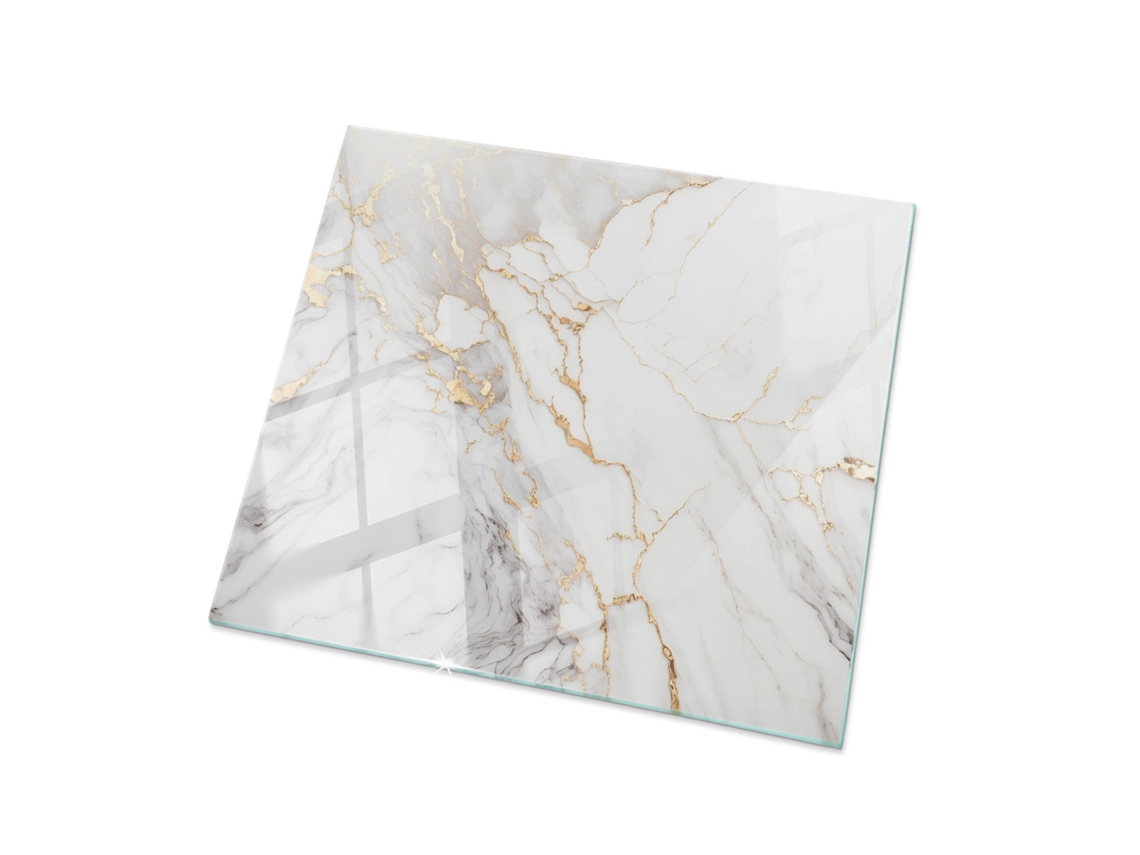 Tapa De Mesa Cuadrado Espelharte (50x50 Cm - Mármol Elegante Con Vetas - Blanco)