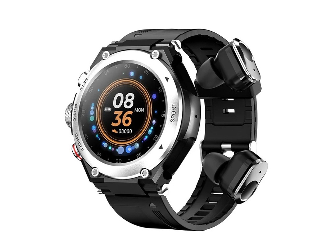 Reloj inteligente Bestvite con auriculares Bluetooth y monitor de actividad física con pantalla táctil de 1,28 pulgadas (negro)