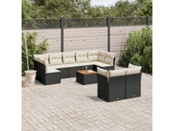 Conjunto de sofás de jardín de 10 piezas DKD Home Decor con cojines de mimbre negros