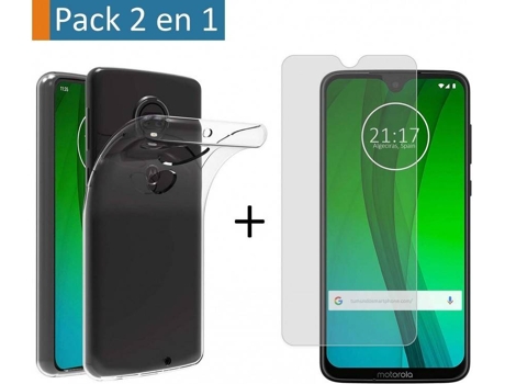 Carcasa + Protector de Pantalla Motorola Moto G7 / G7 Plus TUMUNDOSMARTPHONE Gel Transparente Transparente