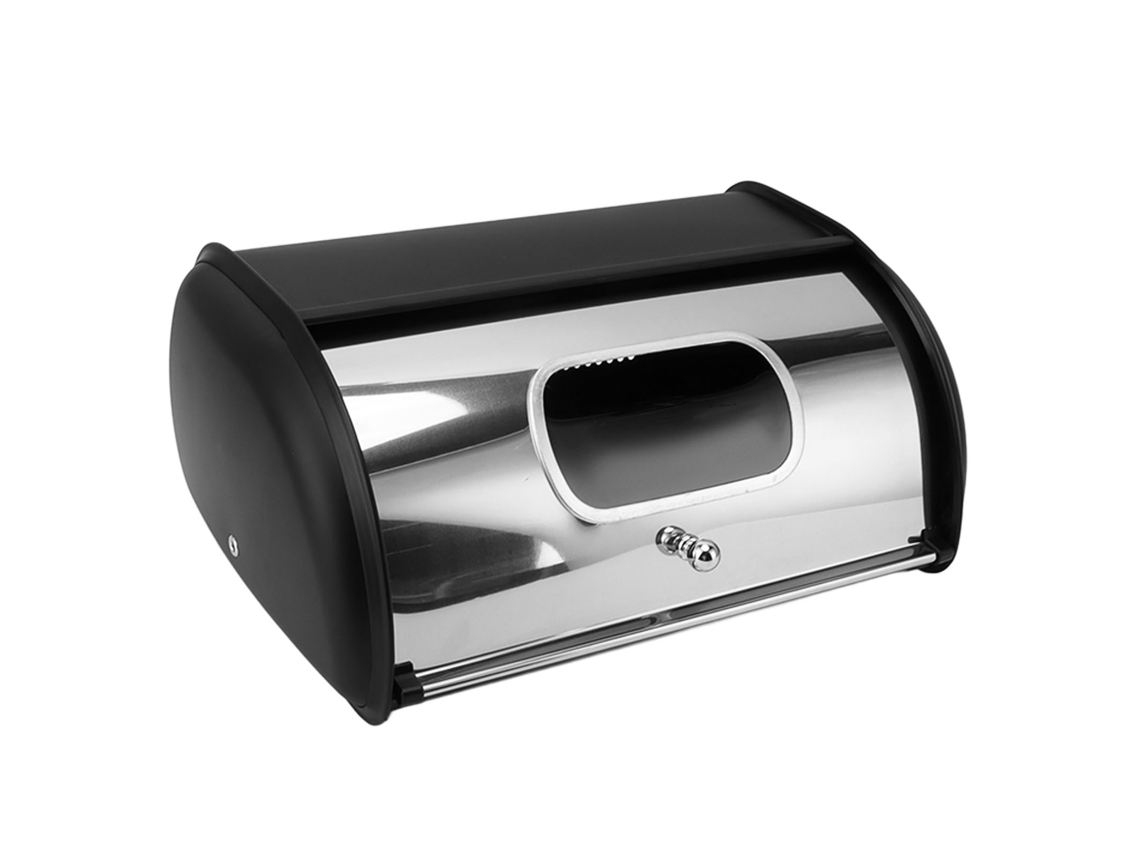 Cesta De Pan De Hierro Con Ventana Para Encimera De Cocina, Almacenamiento Multifuncional, Color Negro.