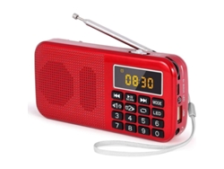 Radio Fm Portátil Con Batería Recargable De 3000 Mah, Compatible Con Mp3/sd/usb/aux, Color Rojo.