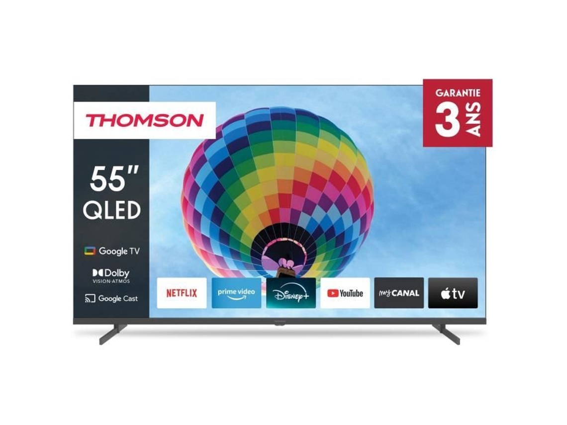 Televisor QLED 55qg4s14 de 55 pulgadas, UHD 4K, 3840 x 2160, HDR 10, Google TV, 2 HDMI 2.1, 2 HDMI 2.0, Thomson (139 cm)