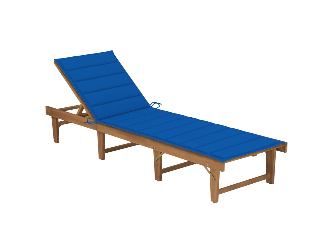 Tumbona plegable Mueble para patio Asiento de jardín con cojín madera maciza de acacia