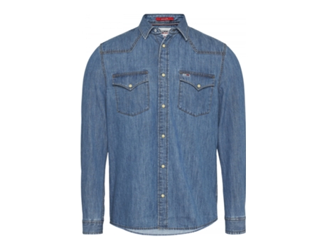Camisa TOMMY JEANS Algodón Hombre (S - Azul)