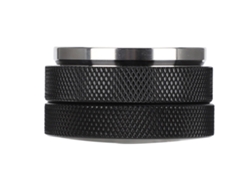 Prensador de café de acero inoxidable de 58 mm con base plana negra para el hogar y la tienda.