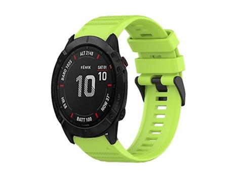 Correa De Reloj Inteligente Para Garmin Fenix 6X26 Mm Correa De Reloj De Silicona Con Textura Horizontal Con Herramienta De Extracción Verde Lima V...