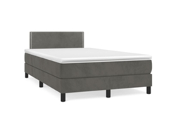 Cama Box Spring Con Colchón Terciopelo Gris Oscuro 120x190 Cm