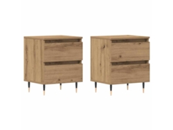 Maison Exclusive - Armario De Noche 2 Pcs Roble Artesanal 40 X 35 X 50 Cm