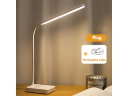Lámpara de escritorio innovadora con batería recargable, diseño inalámbrico con puerto de carga USB, brillo y temperatura de luz ajustables para oficina.
