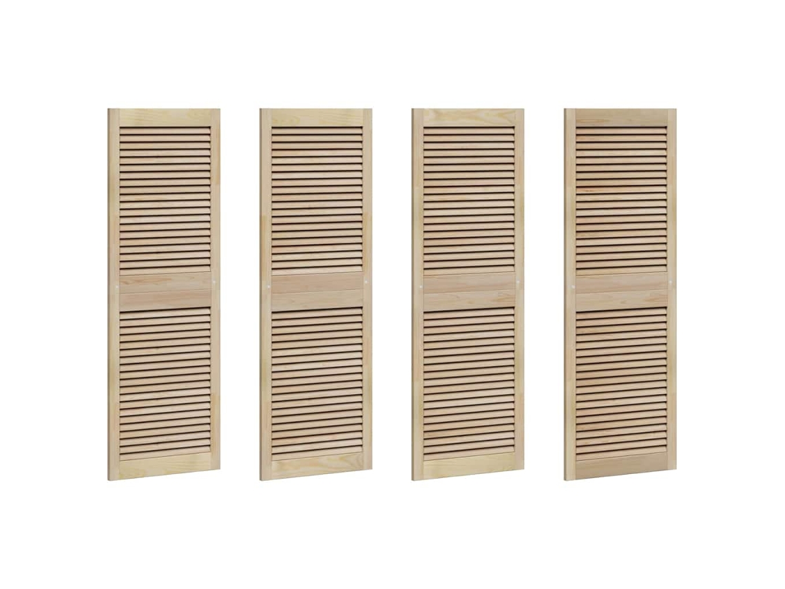 Juego de puertas de armario Vidaxl de 4 piezas, marrón, madera maciza de pino