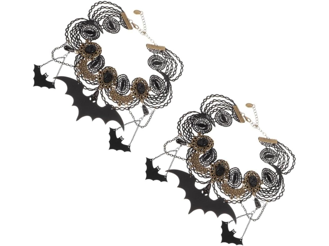 Gargantilha De Renda, Brincos Com Franjas, Broche De Halloween, Pingente De Joia