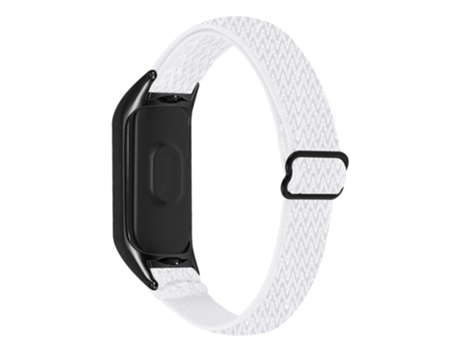 Correa de nailon elásticos trenzados elásticos ajustables con lazo con marco negro para Xiaomi Mi Band 5/6 - blanco