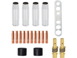 Accesorios Para Soplete Mig Mag Ak-15/mb-15: 4 Boquillas, 10 Puntas, 2 Portaboquillas, 2 Aisladores Y Herramienta (19 Piezas)