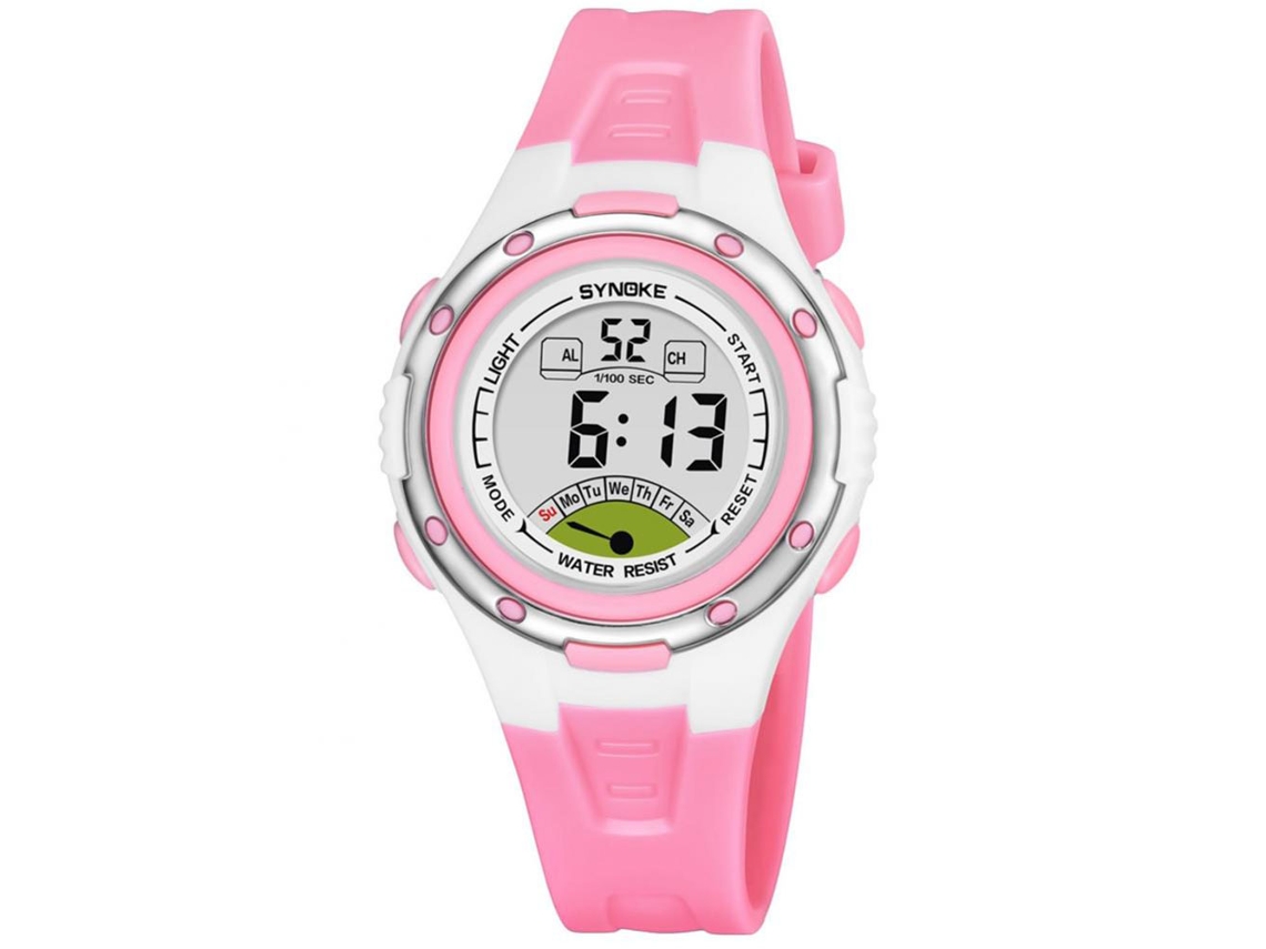 Reloj Digital Deportivo Impermeable Para Niñas Synoke Con Alarma Y Cronómetro Led Rosa