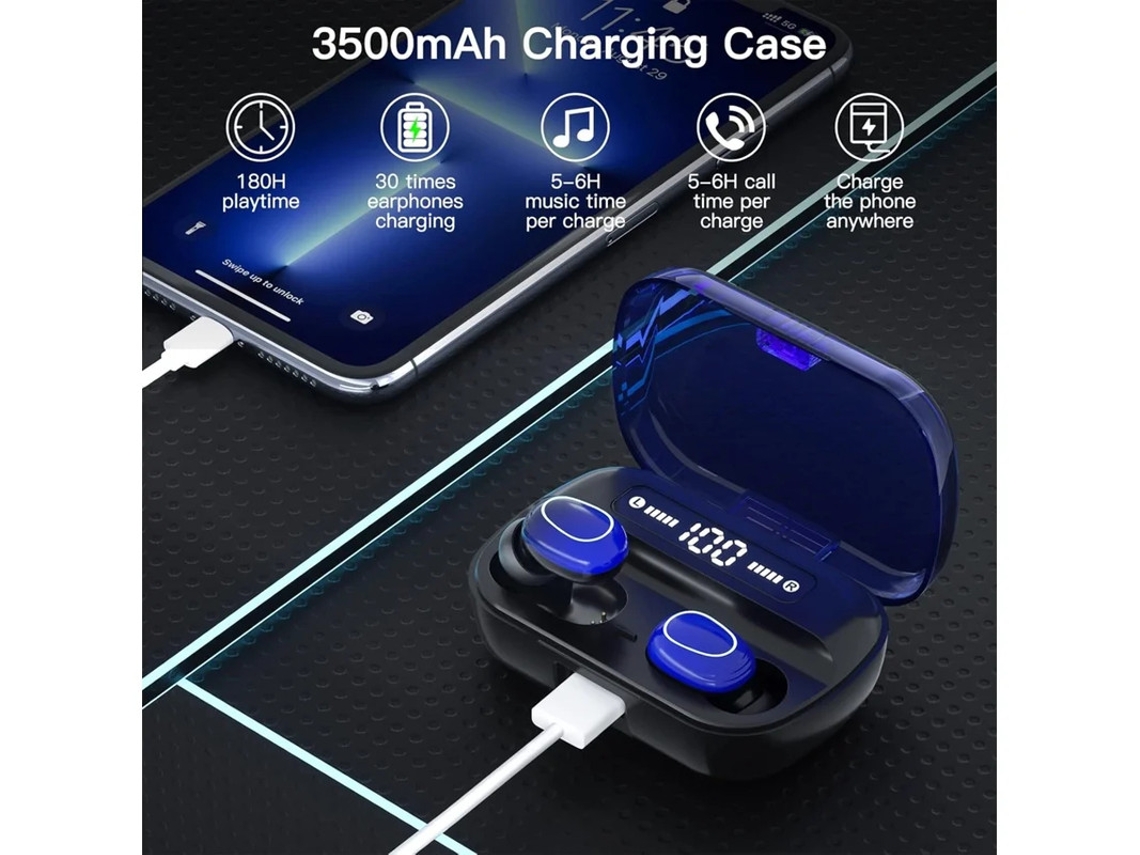 Auriculares Sem Fios Som Grave Imersivo Yizhood Bluetooth Azul