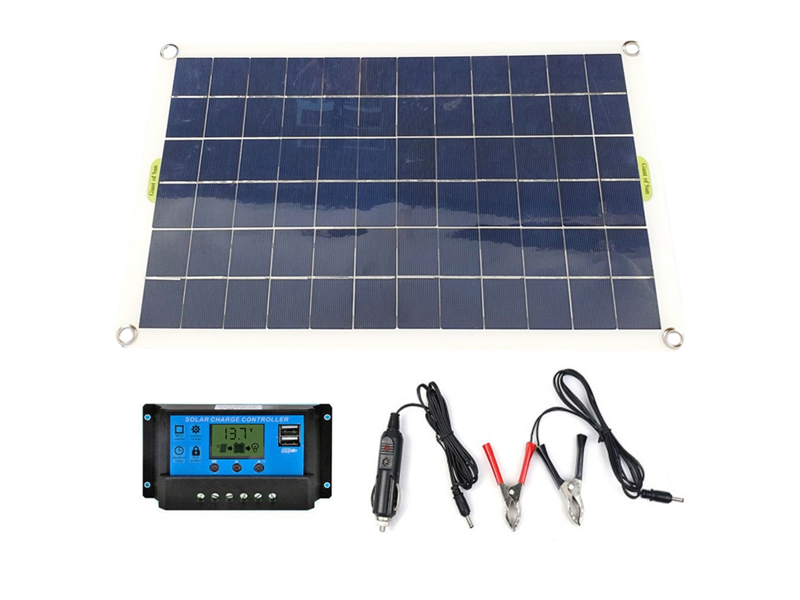 Panel solar de silicio monocristalino de 50 W con controlador de carga USB
