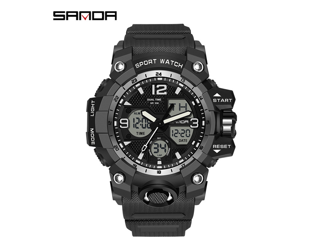 Reloj Electrónico De Moda (blanco Y Negro para Hombre) Con Acabado Luminoso, Resistente Al Agua Y A Los Golpes, Con Alarma.