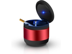 Cenicero Portátil Con Luz Led Azul Y Tapa, Anti-humo Para Coche Hogar Oficina, Material Inoxidable Rojo