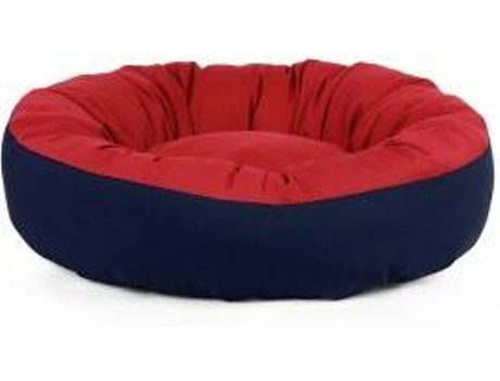 Cama Redonda para Perros y Gatos GAUTY Tela de sarga (Roja y Azul Oscuro - 57 cm)