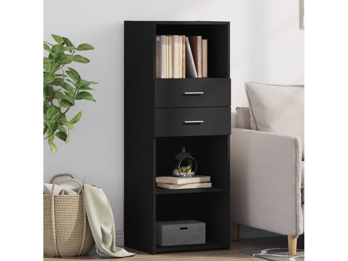 Aparador Alto Madera De Ingeniería Negro 45x42,5x124 Cm