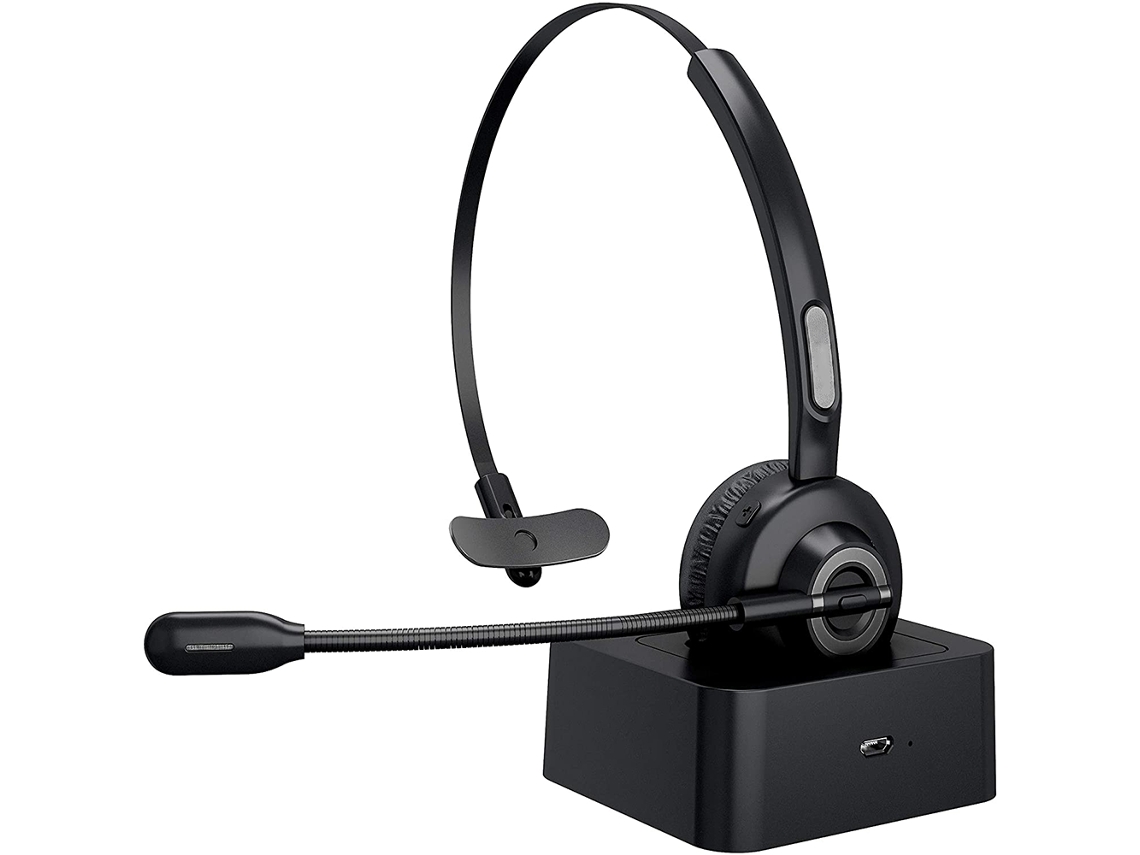 RNEMITERY Auriculares inalámbricos profesionales para negocios con micrófono, sonido nítido, cancelación de ruido ambiental y carga rápida para oficina, hogar y
