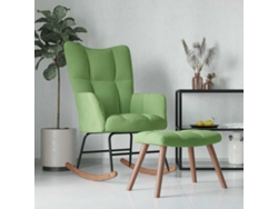 Silla Mecedora | Silla De Balanceo Con Reposapiés Terciopelo Verde Claro