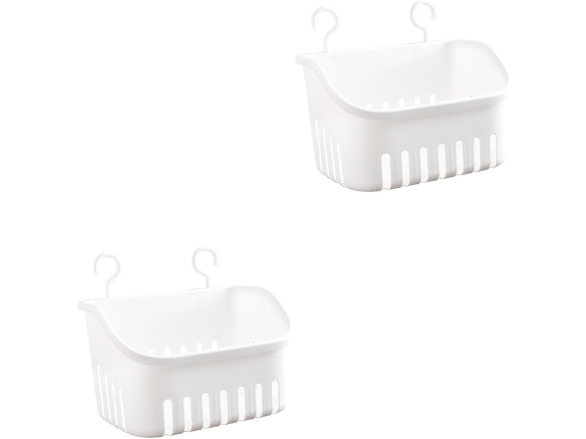 Juego de 2 cestas colgantes de pared para artículos de tocador, estante de baño moderno, escurridor de platos Slowmoose