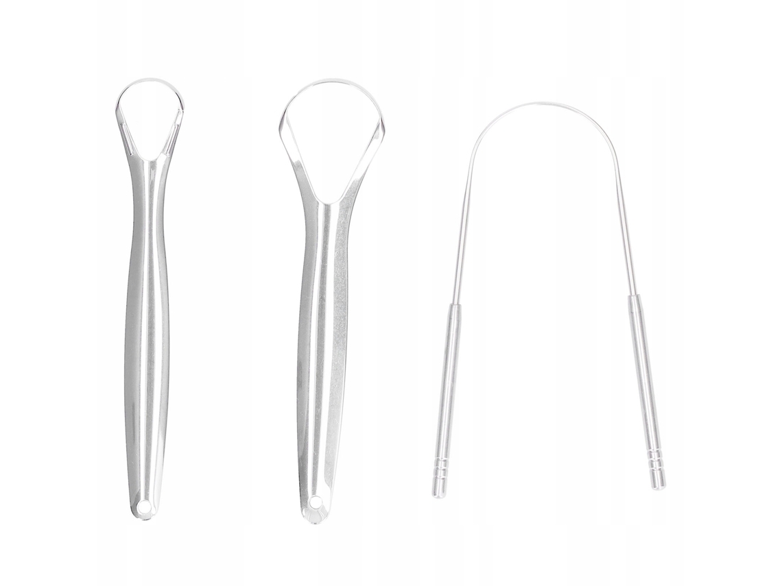 Juego De 3 Raspadores De Lengua De Acero Inoxidable Con Embalaje Opp*