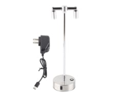 2026-lámpara De Mesa De Bar Retro Led Con Dos Cabezas Y Poste Alto, Foco De Luz Blanca Plata Con Cargador