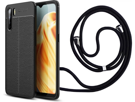 Funda Oppo A91 Rugged Leather con Collar Negro