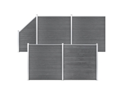 Panel de valla WPC de 4 cuadrados, 1 inclinado, 792 x 186 cm, gris, DKD HOME DECOR