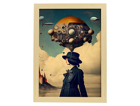 NACNIC Poster Viajero En Estilo Surrealismo Cinematográfico Ilustraciones Y Grabados De Historieta Abstracta Y Artística A4 Marcos Madera