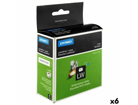 Rollo de Etiquetas DYMO LW11355 19 x 51 mm Blanco Negro (6 Unidades)